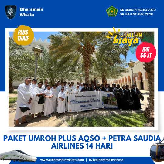 PAKET UMROH PLUS (PLATINUM)  AQSO + PETRA SAUDIA AIRLINES 14 HARI